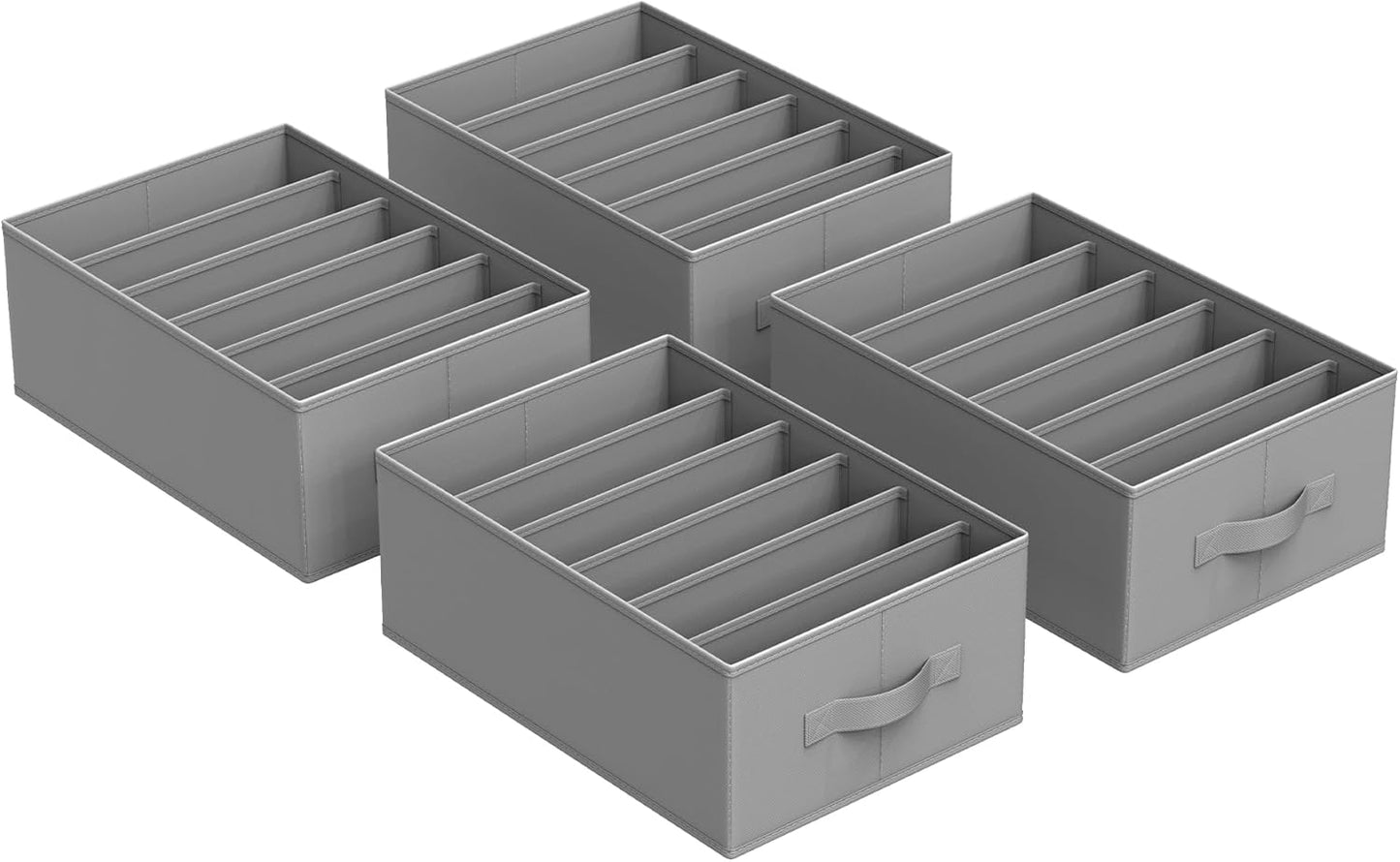 Set of 2 Large Size Wardrobe Clothes Organizers, 6-Compartment Foldable Drawer Organizers with Handles, 16.5 X 11.8 X 6.7 Inches, for Pants, Sweaters, Jeans, Dove Gray URUS009G02