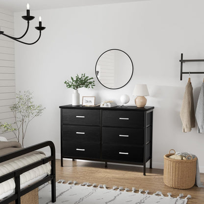 Bedroom Sets Nightstand Set 3 Piece Black with 6 Fabric Drawers Modern