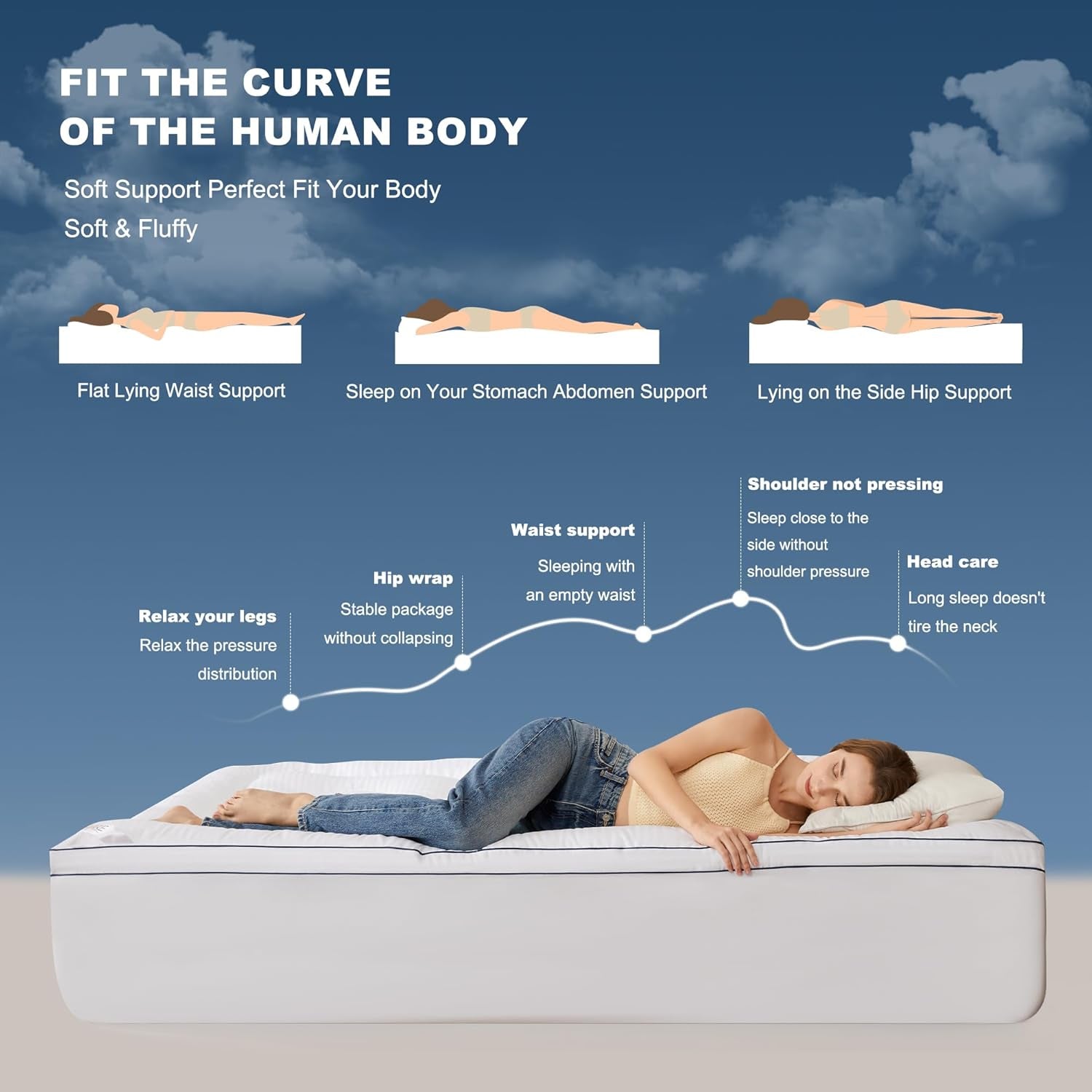 Queen Mattress Topper, Thick Pillow Top Bed Cover for Back Pain Relief, Soft Mattress Pad with Deep Pockets 6-18 Inch