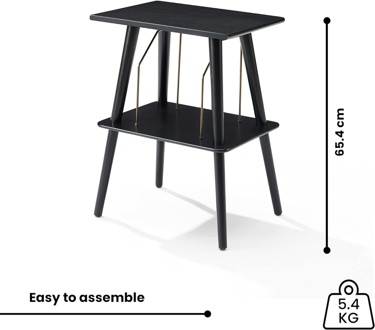 Manchester Record Player Stand, Media Console with Vinyl Storage, Modern Home Organizer, Black