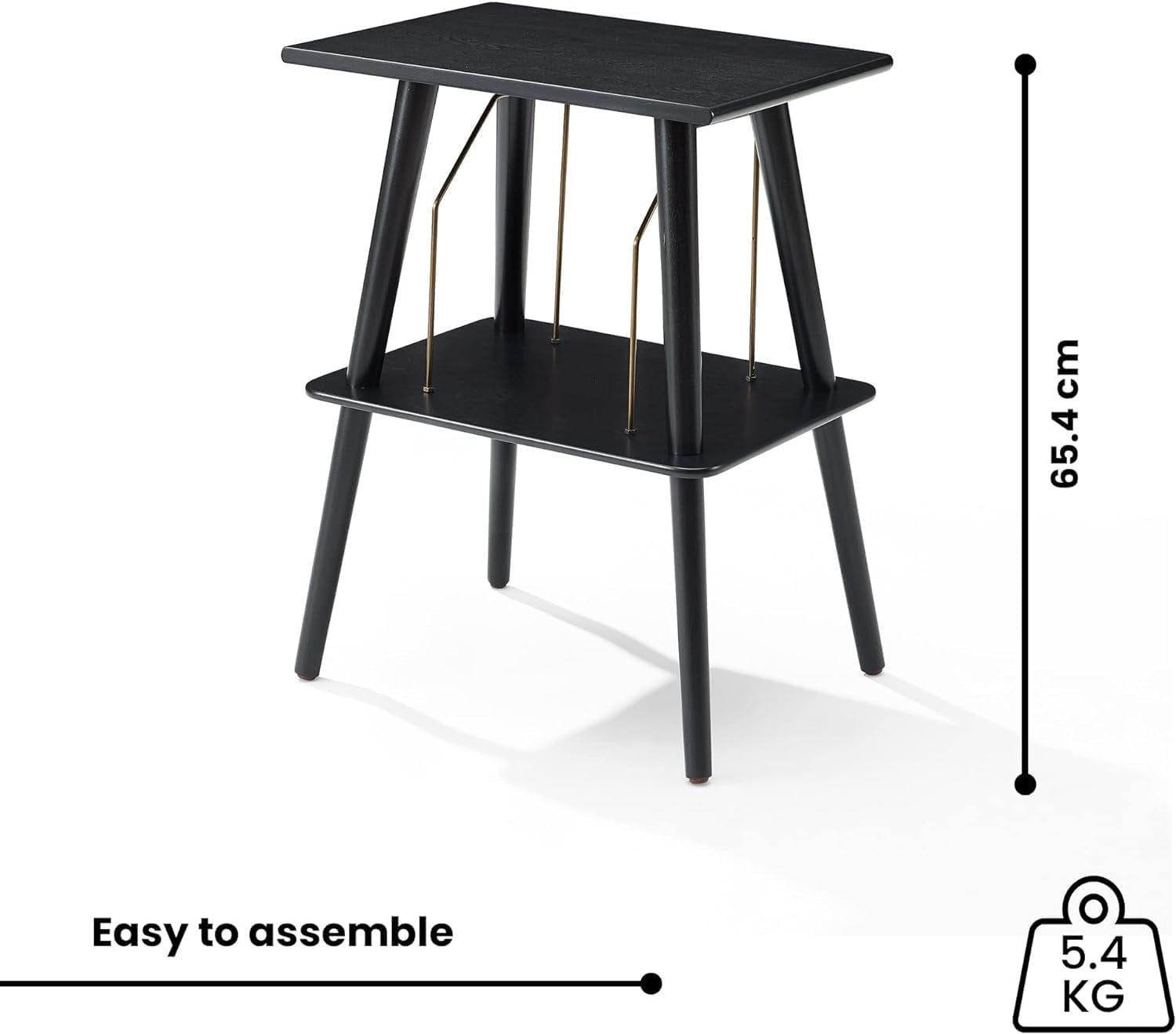 Manchester Record Player Stand, Media Console with Vinyl Storage, Modern Home Organizer, Black