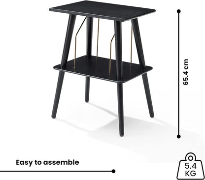 Manchester Record Player Stand, Media Console with Vinyl Storage, Modern Home Organizer, Black