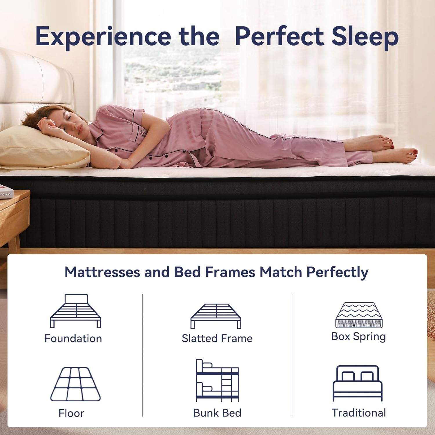 Queen Mattress, 12 Inch Queen Hybrid Mattress in a Box, Upgrade Individually Pocket Springs, Medium Firm, Pressure Relief, Breathable Comfort and Durable, Certipur-Us Certified