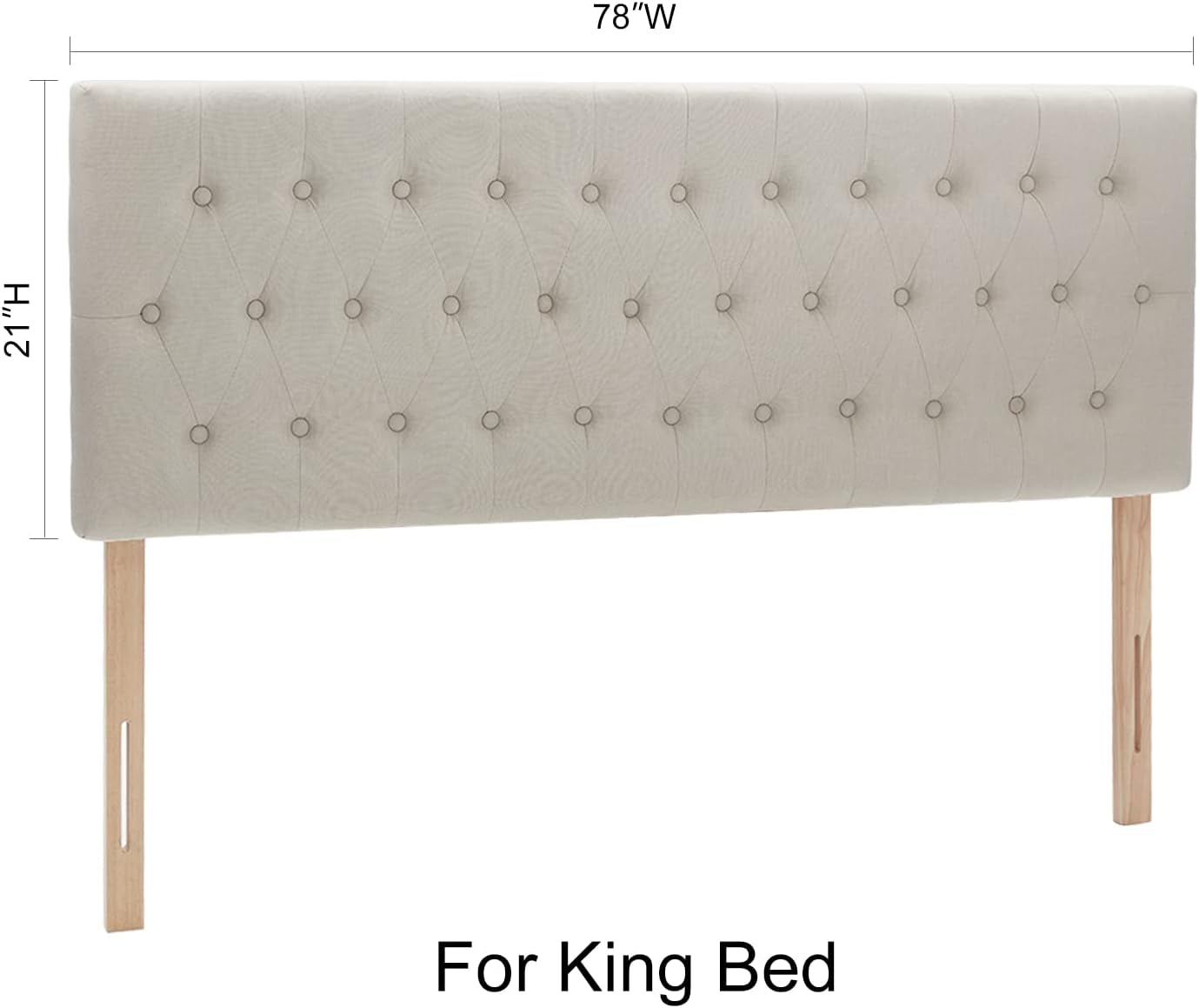 Headboards for King Size Bed in Modern Button Design, Premium Linen Fabric Upholstered Tufted Bed Headboard, Adjustable Solid Wood Head Board, Beige