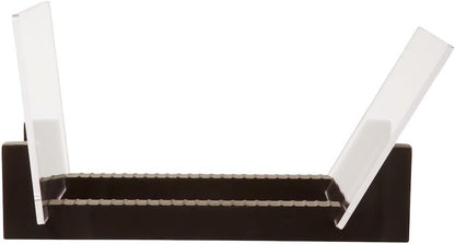 Vinyl Record Storage - Solid Wood with Crystal Clear Acrylic Holder - Premium Design, Perfect 12" Lps or 7" Singles Display Unit - Stores and Supports up to 50 Albums (Modern Black)