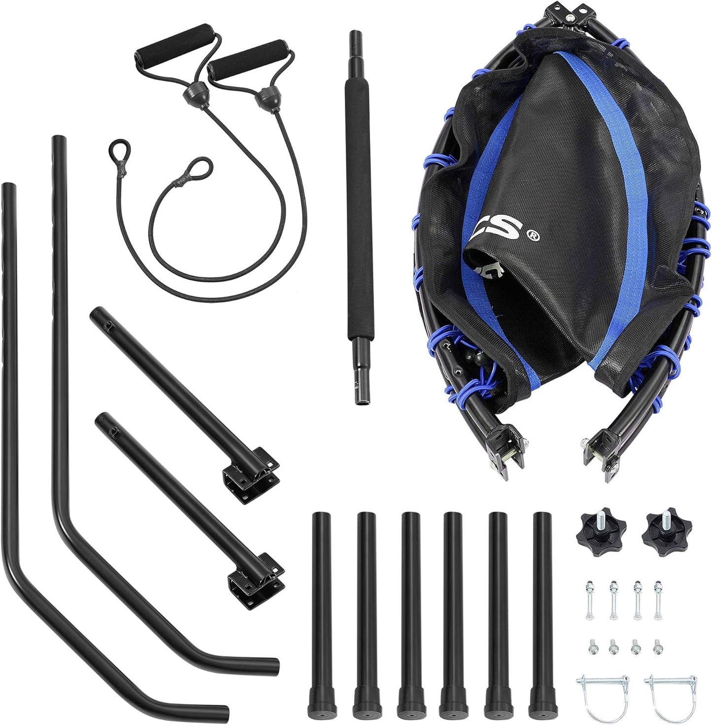 40 Inches Mini Fitness Trampoline, Fitness Rebounder with Adjustable Handrail, Foldable Trampoline for At-Home Workout, Max. Load 264.6 Lb