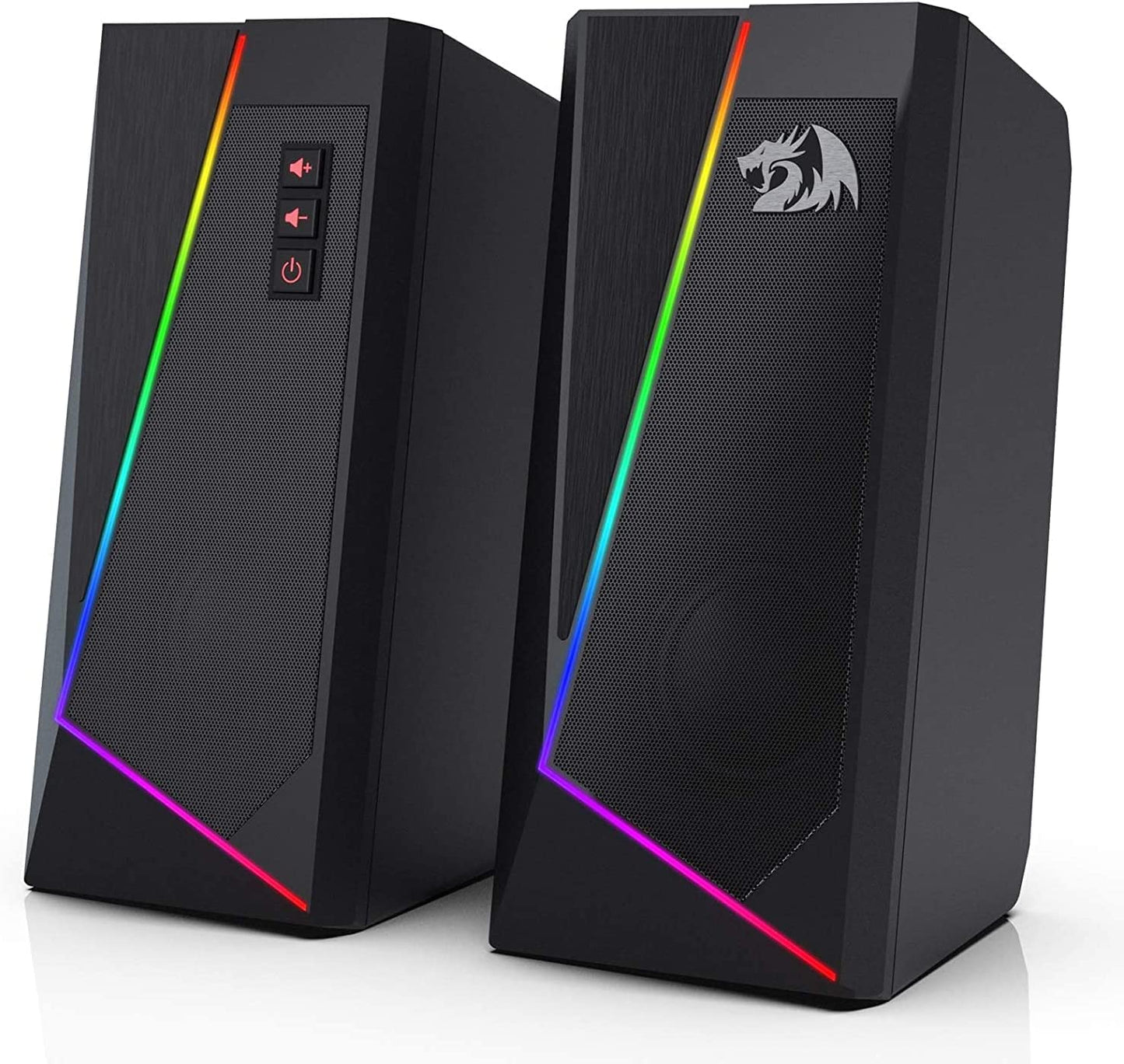 GS520 RGB Desktop Speakers, 2.0 Channel PC Computer Stereo Speaker with 6 Colorful LED Modes, Enhanced Sound and Easy-Access Volume Control, USB Powered W/ 3.5Mm Cable