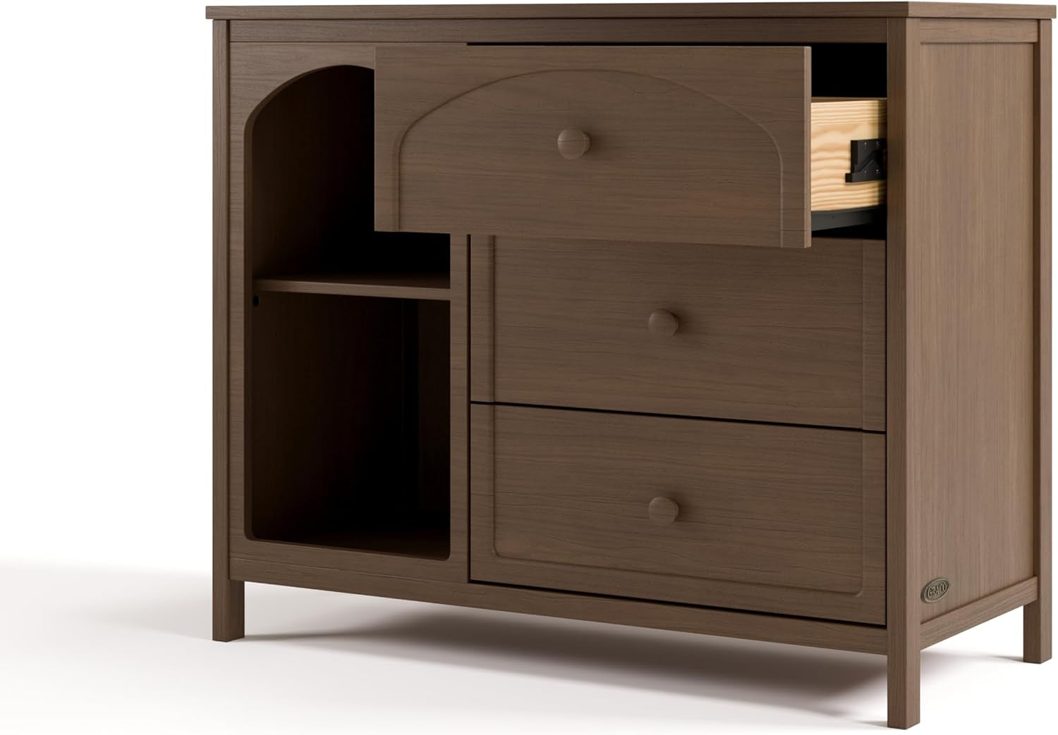 Olivia 3 Drawer Combo Dresser (Hazelnut) – GREENGUARD Gold Certified Baby Dresser, Kids Bedroom Storage Organizer, Interlocking Drawer System, Anti-Tip Kit Included