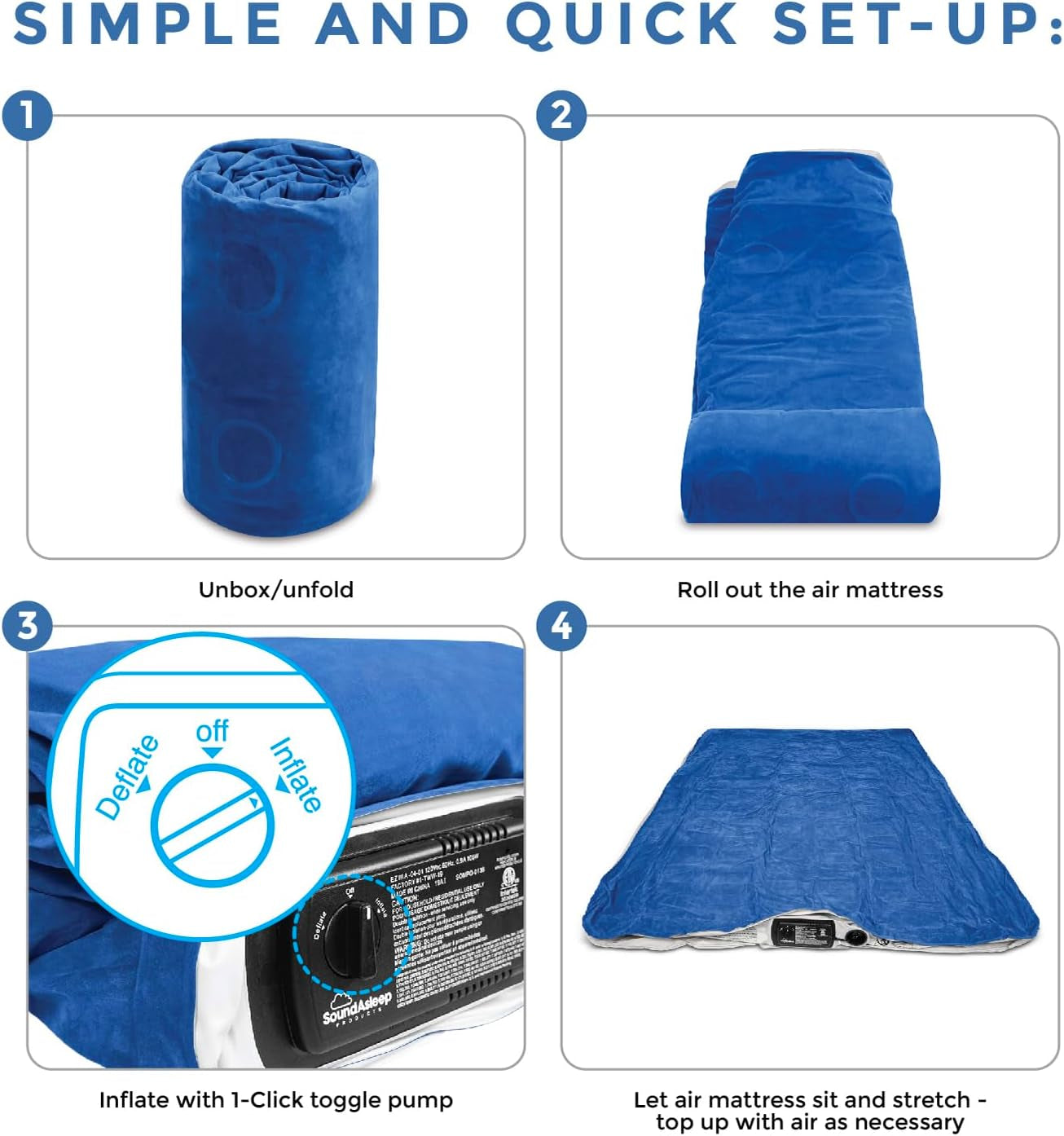 Dream Series Luxury Air Mattress, Comfortcoil Technology, Built-In High Capacity Pump for Home, Camping- Double Height, Adjustable, Inflatable Blow Up, Portable (Queen Size)