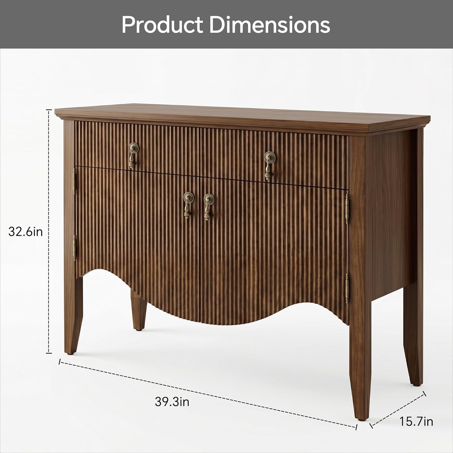 40" Retro Buffet Cabinet with Storage, Fluted Sideboard Credenza with Drawer, Accent Bar Cabinet for Living Room Furniture, Coffee Bar or Entryway, Dining Room, Walnut