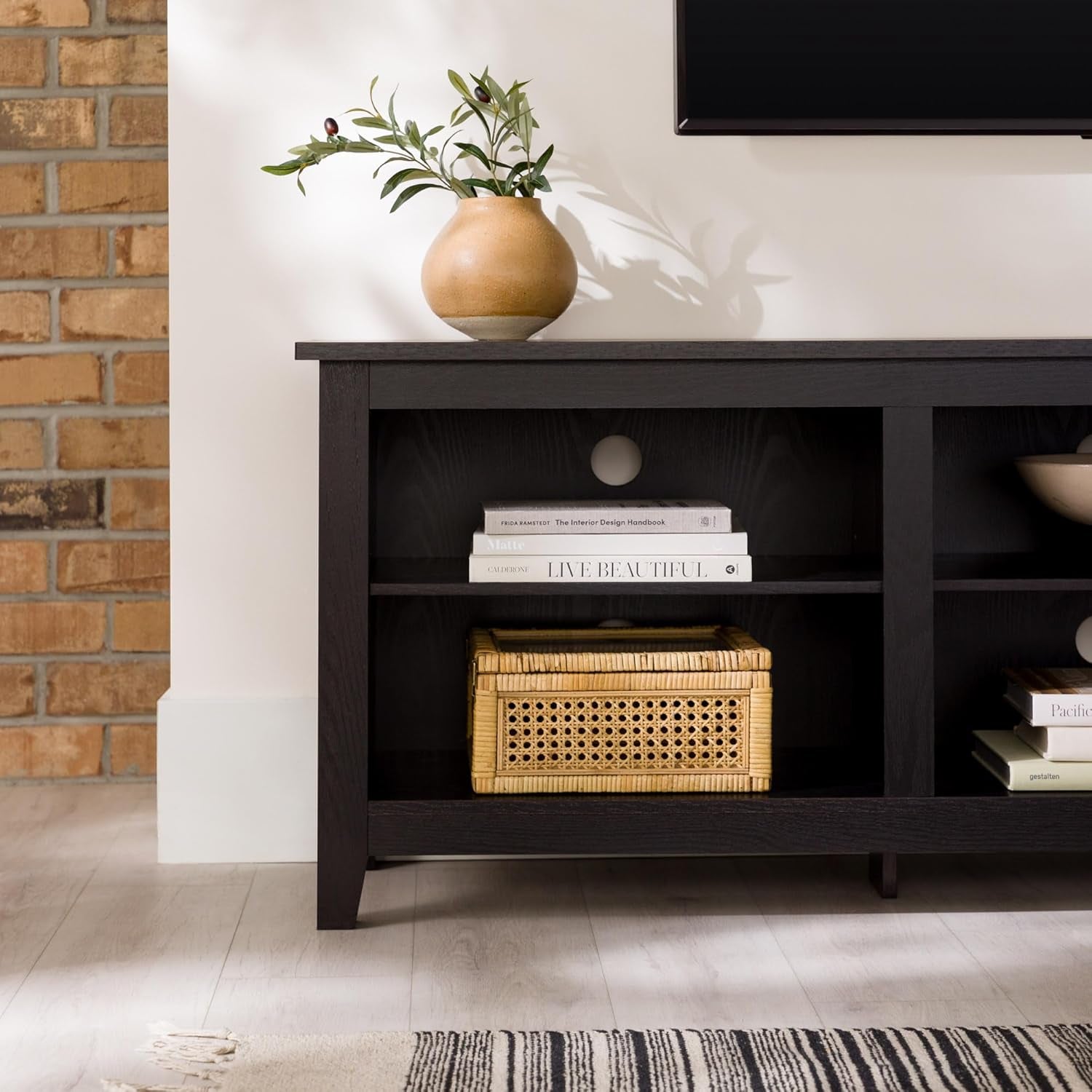 Wren Classic 6 Cubby TV Stand for Tvs up to 80 Inches, 70 Inch, Black