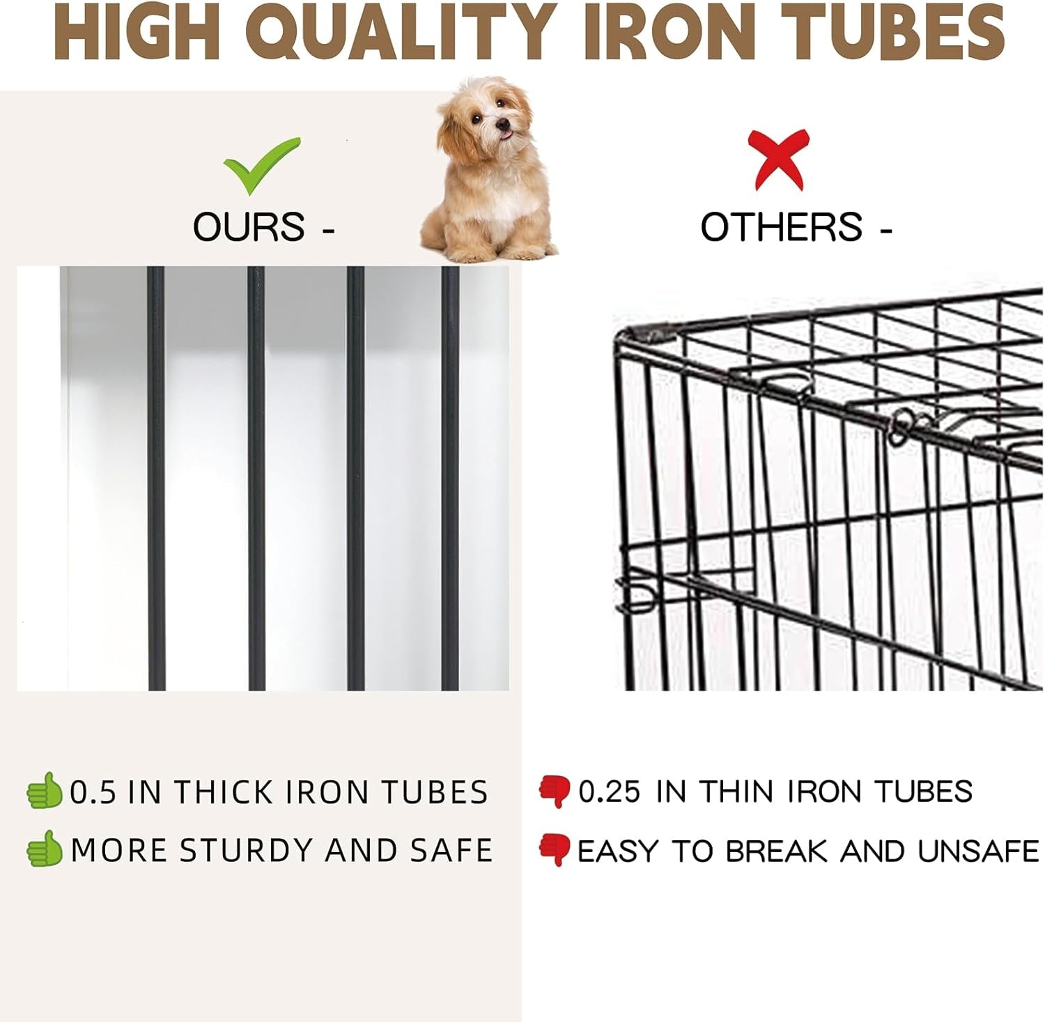 Dog Crate Furniture with Divider,Wooden Dog Kennel End Table,Large Breed Dog House Indoor for One Large Dog or Two Small Dogs,Double Doors,47''W*24''D*35''H,White