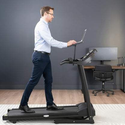 Universal Wooden Laptop Treadmill Desk, Adjustable Ergonomic Notebook Mount Stand for Treadmills, Includes Mouse Pad and Wrist Support, Stand-Tdml4
