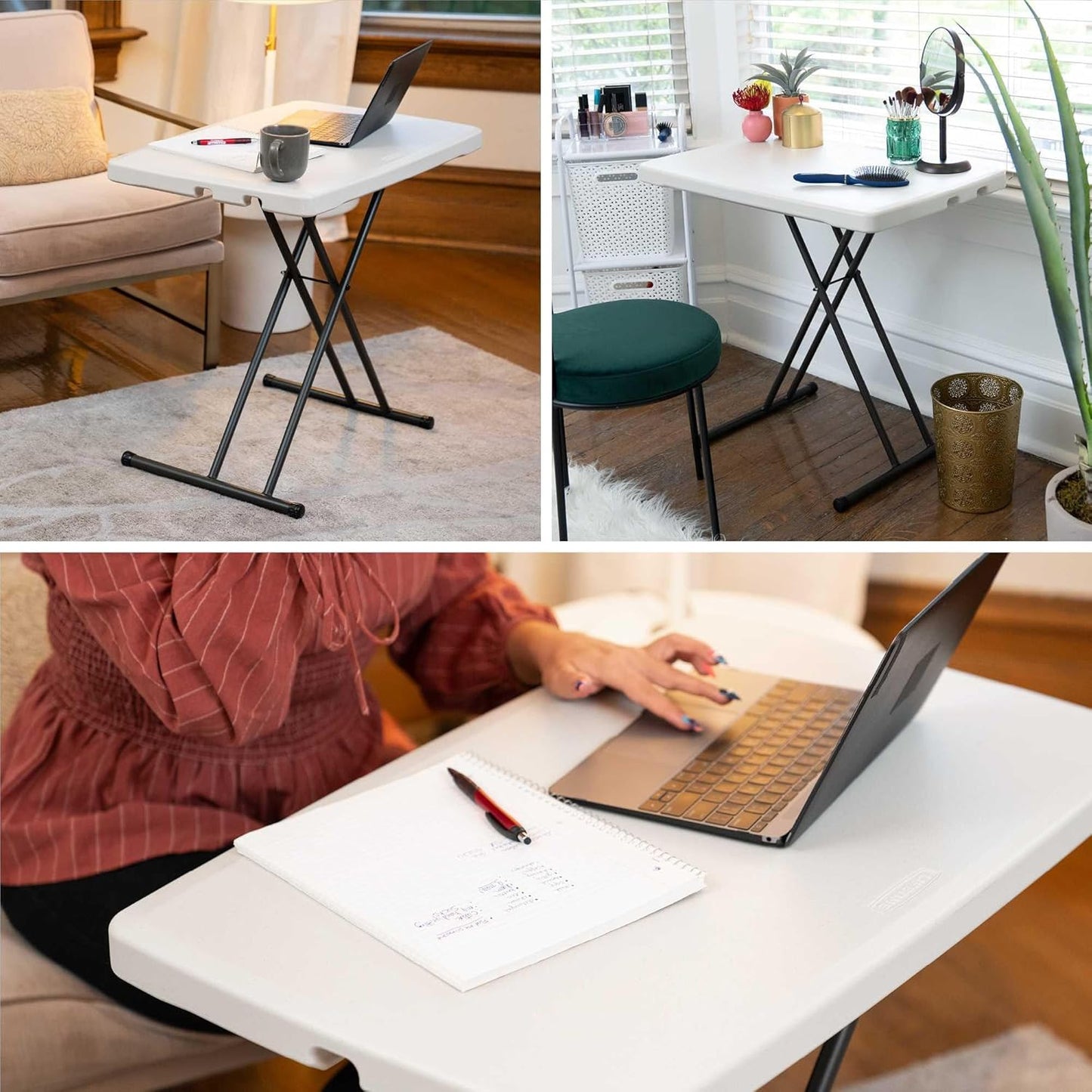 28240 Adjustable Folding Laptop Table TV Tray, 30 Inch Almond
