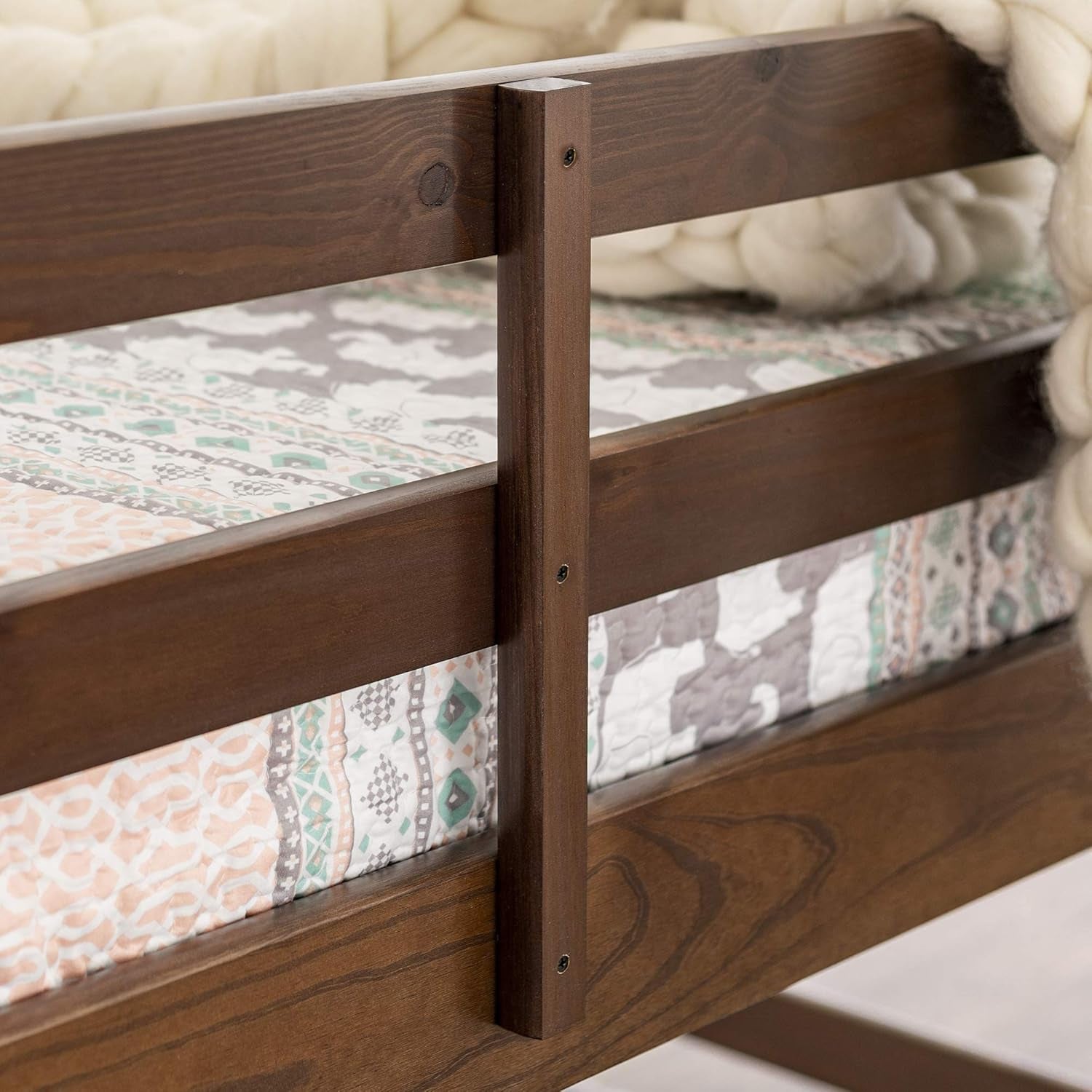 Alexander Classic Solid Wood Stackable Jr Twin over Twin Bunk Bed, Twin over Twin, Walnut