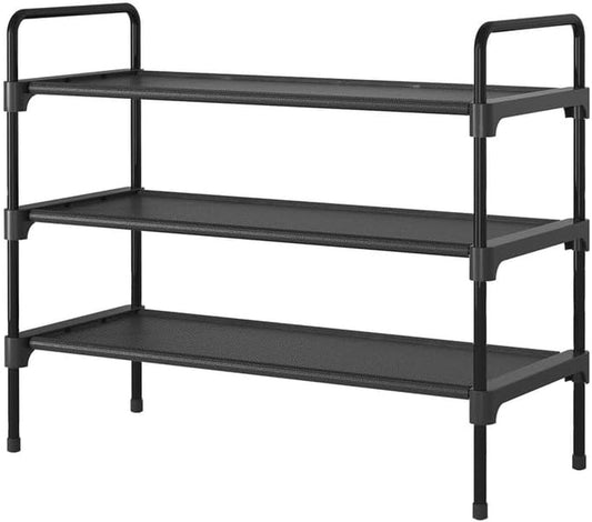 Shoe Rack for Closet, Sturdy Shoe Storage for Entryway, Space-Saving Shoe Rack Small and Shoe Shelf, 27.6" Wide, Black