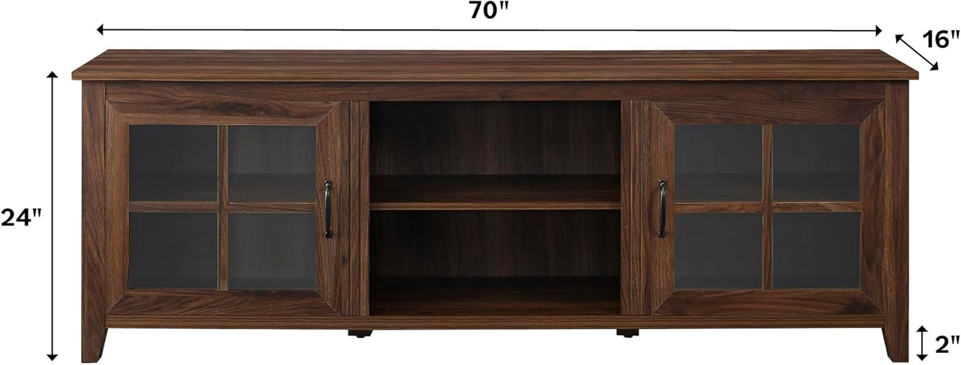 Portsmouth Classic 2 Glass Door TV Stand for Tvs up to 80 Inches, 70 Inch, Dark Walnut