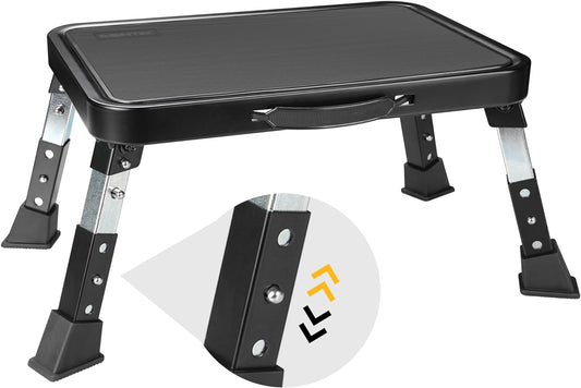 Folding Step Stool, 3-Level Adjustable Metal Step Stool with Anti-Slip Pedal and Locking Legs, 330Lbs Heavy Duty Folding Foot Stool, Portable Stepping Stool for Kids, Kitchen, Home, Office