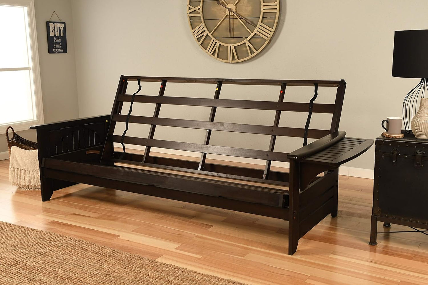Phoenix Futon Set, Suede Black, Queen
