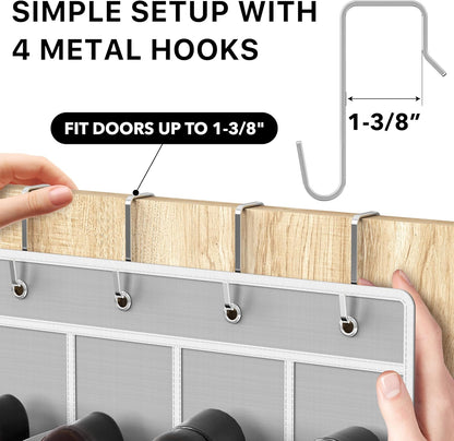24 Pockets - Crystal Clear over the Door Hanging Shoe Organizer, Gray (64'' X 19'')
