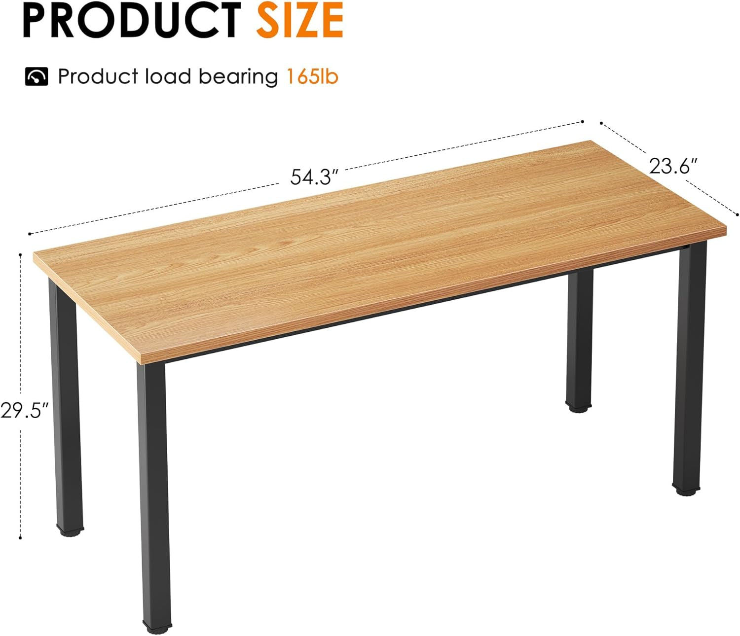 54.3 Inch Large Computer Desk, Modern Simple Style Desk for Home Office, Basic Writing Table for Study Student, Teak