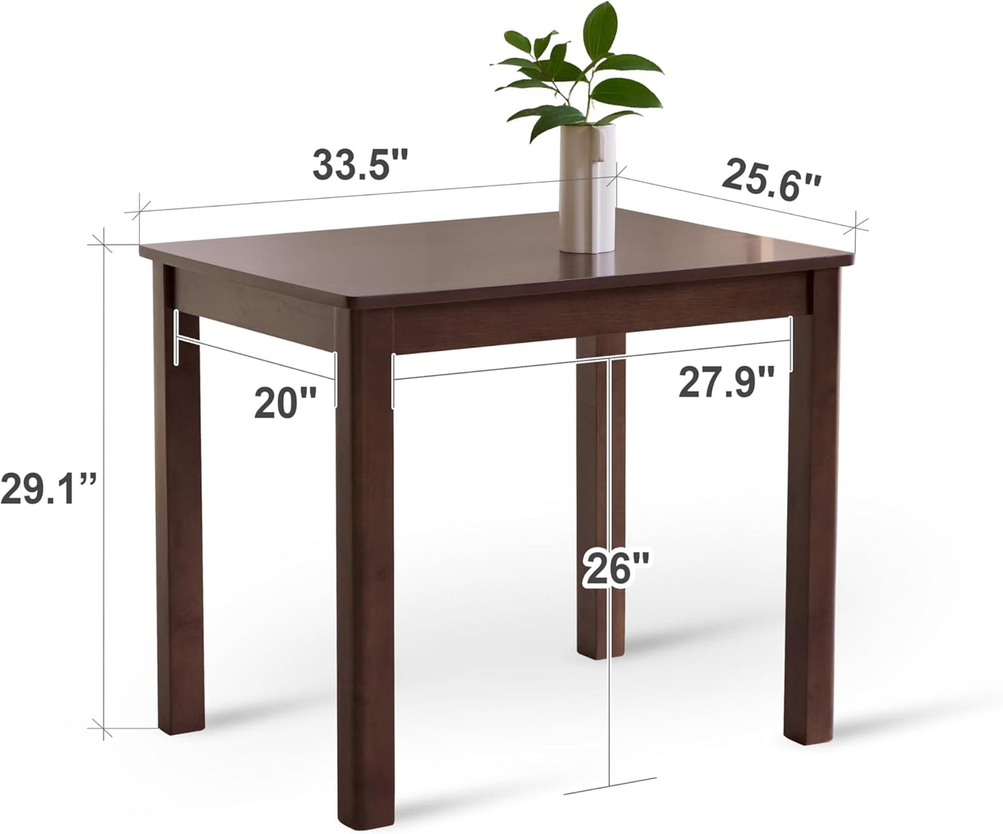 Cabin 33.5" Wooden Dining Table/Small Rectangular Modern Farmhouse Solid Wood Kitchen Table Desk (Walnut)