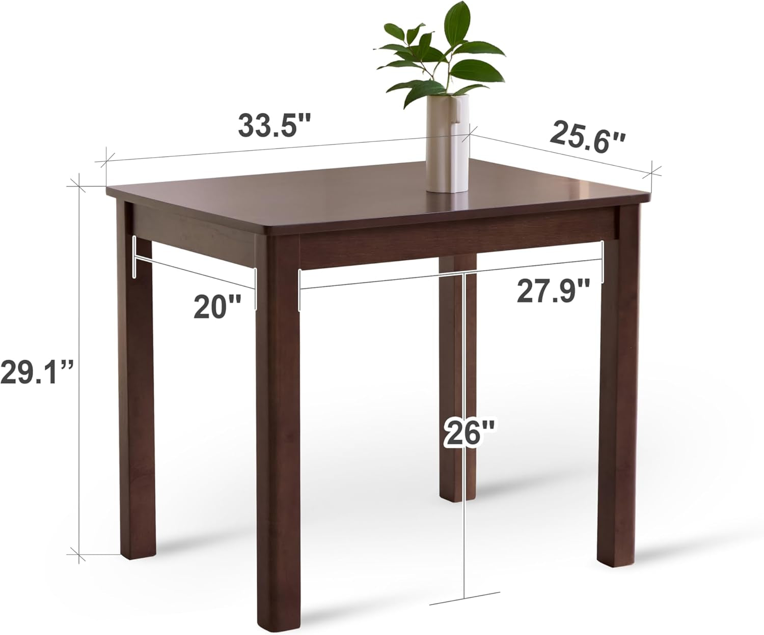 Cabin 33.5" Wooden Dining Table/Small Rectangular Modern Farmhouse Solid Wood Kitchen Table Desk (Walnut)