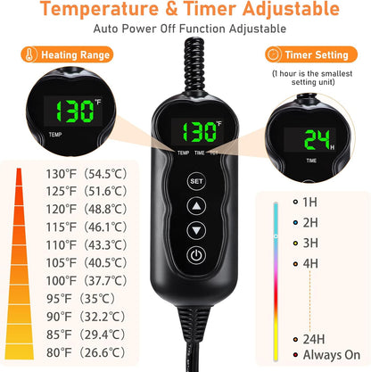 Heated Dog Bed, Waterproof Adjustable Temperature Dog Cat Heating Pad with Timer, Indoor Pet Heating Pad for Cats Dogs Electric Pads for Dogs Cats, Pet Heated Pad (M: 28" X 20")