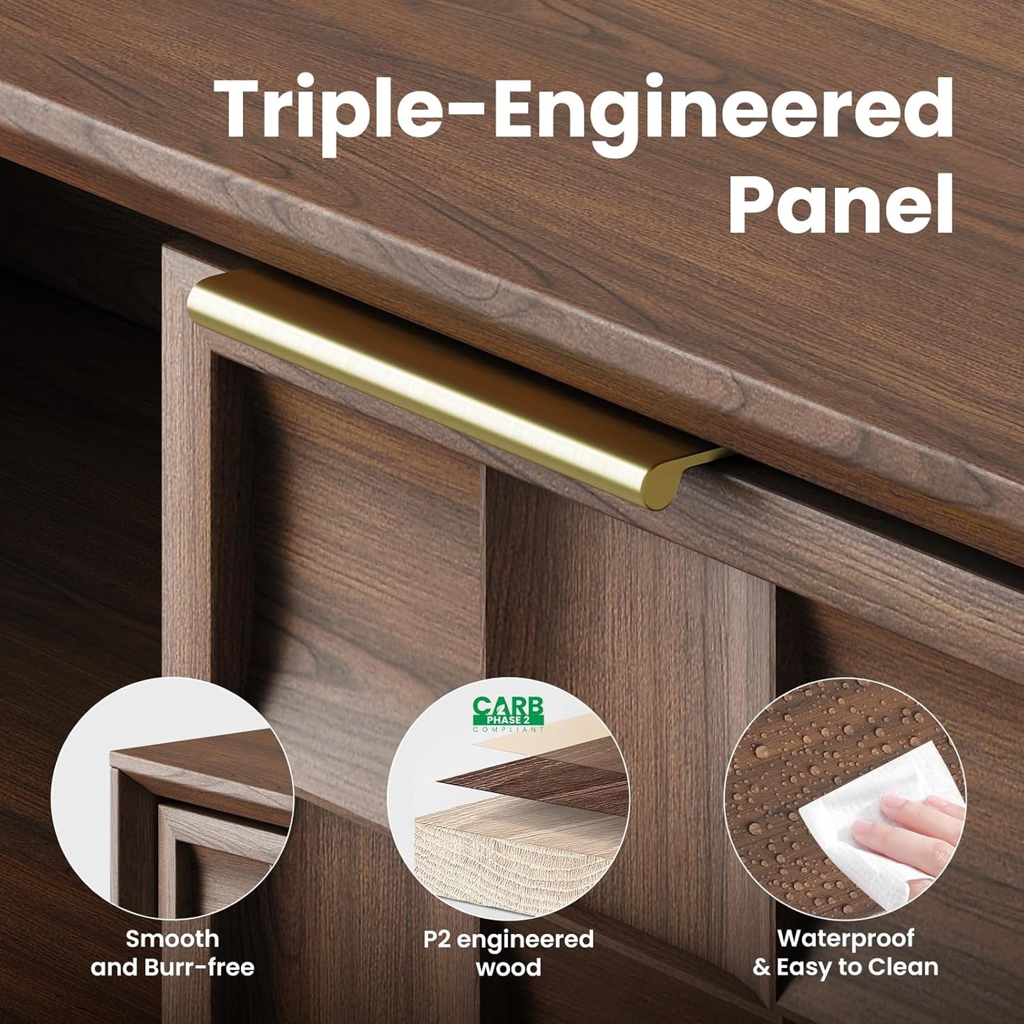 TV Stand with Two Doors, Entertainment Center 59" with Adjustable Shelves and Storage, Mid-Century Modern TV Stand for 50/55/65 Inch TV, Media Console Cabinet for Living Room, Bedroom Walnut