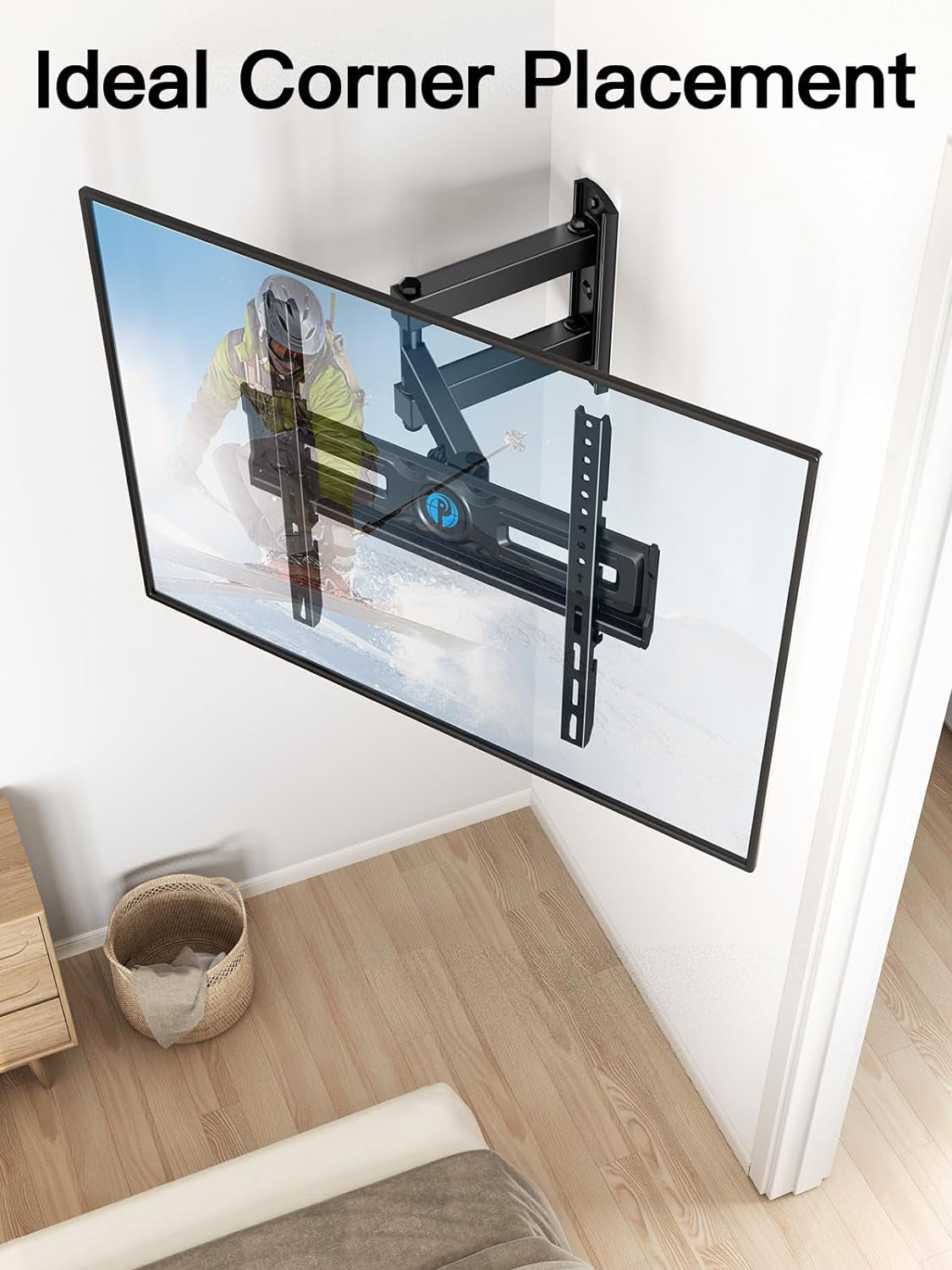 Full Motion TV Wall Mount for Most 26-60 Inch Flat & Curved Tvs up to 77 Lbs, Adjustable Bracket Height, Single Articulating Arm, Extension, Max VESA 400X400Mm, PIMF9