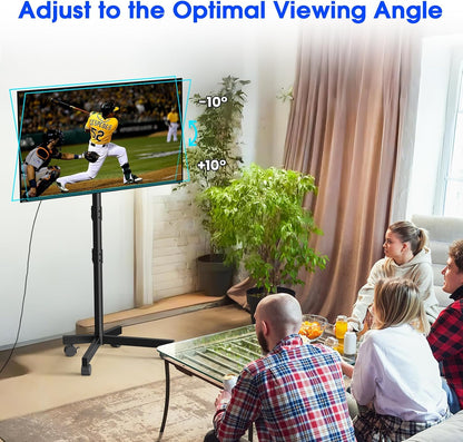 Mobile TV Stand for 23-60 Inch LCD LED OLED Flat Panel Curved Screen Tvs up to 88 Lbs, Tilt and Height Adjustable, Locking Rolling Wheels TV Cart, Max VESA 400X400Mm, Black