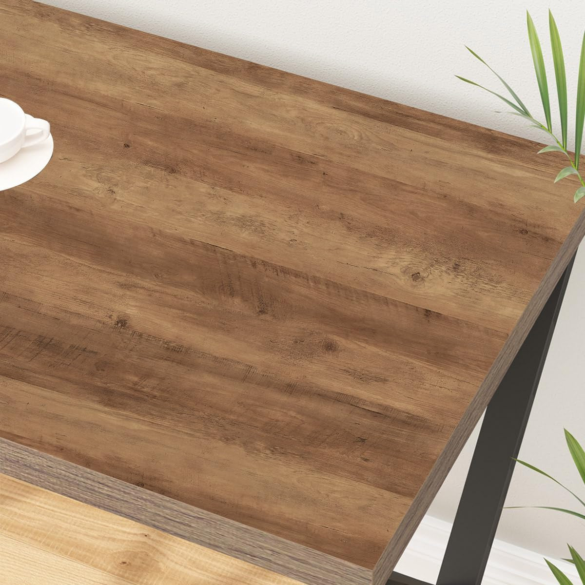 47 Inch Computer Desk, Rustic Home Office Desk for Writing, Industrial Wood Metal Executive Work Study Desk, Modern Simple PC Gaming Computer Table for Study Workstation, Rustic Oak