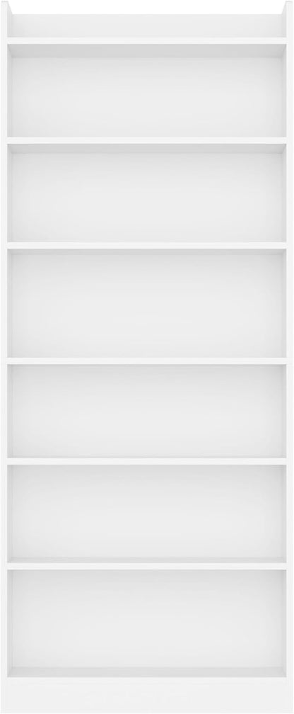 7-Tier Open Bookcase and Bookshelf, Modern Simple Floor Standing Display Storage Shelves with Top Open Compartment for Home Office, Living Room, Bed Room - White