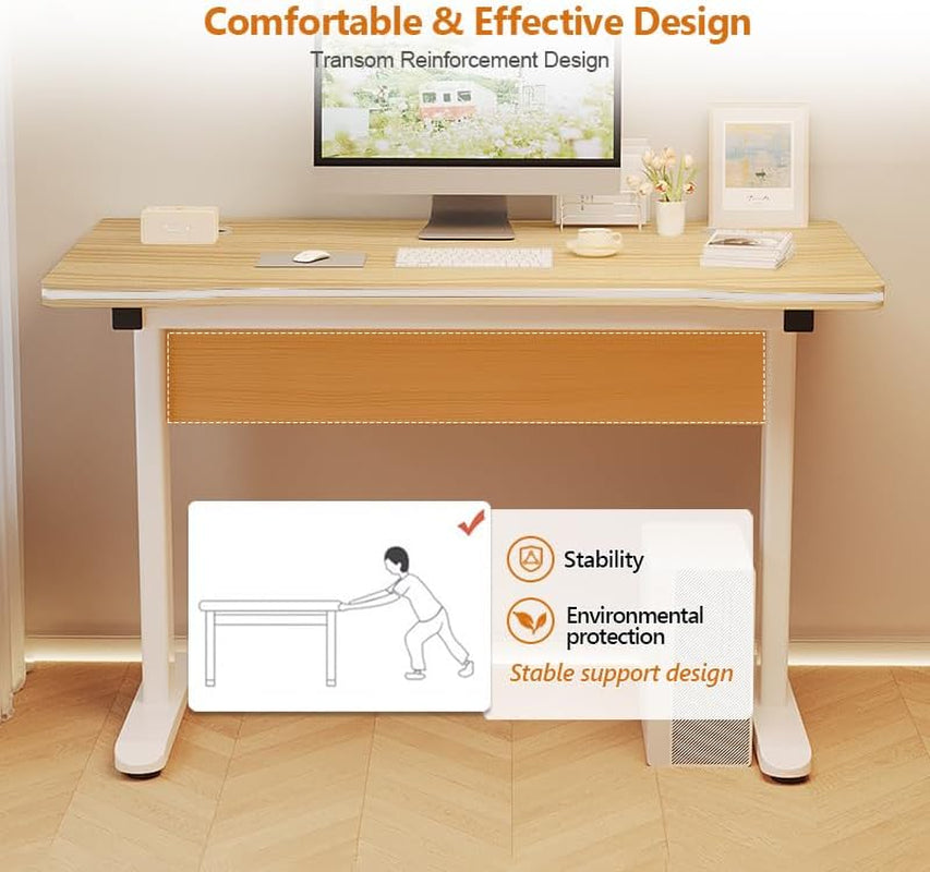 Gaming Desk Computer Writing Table for Home Office Student Art Modern Simple Style with T-Shaped Metal Bracket PC Wood Suitable for Offices&Bedrooms