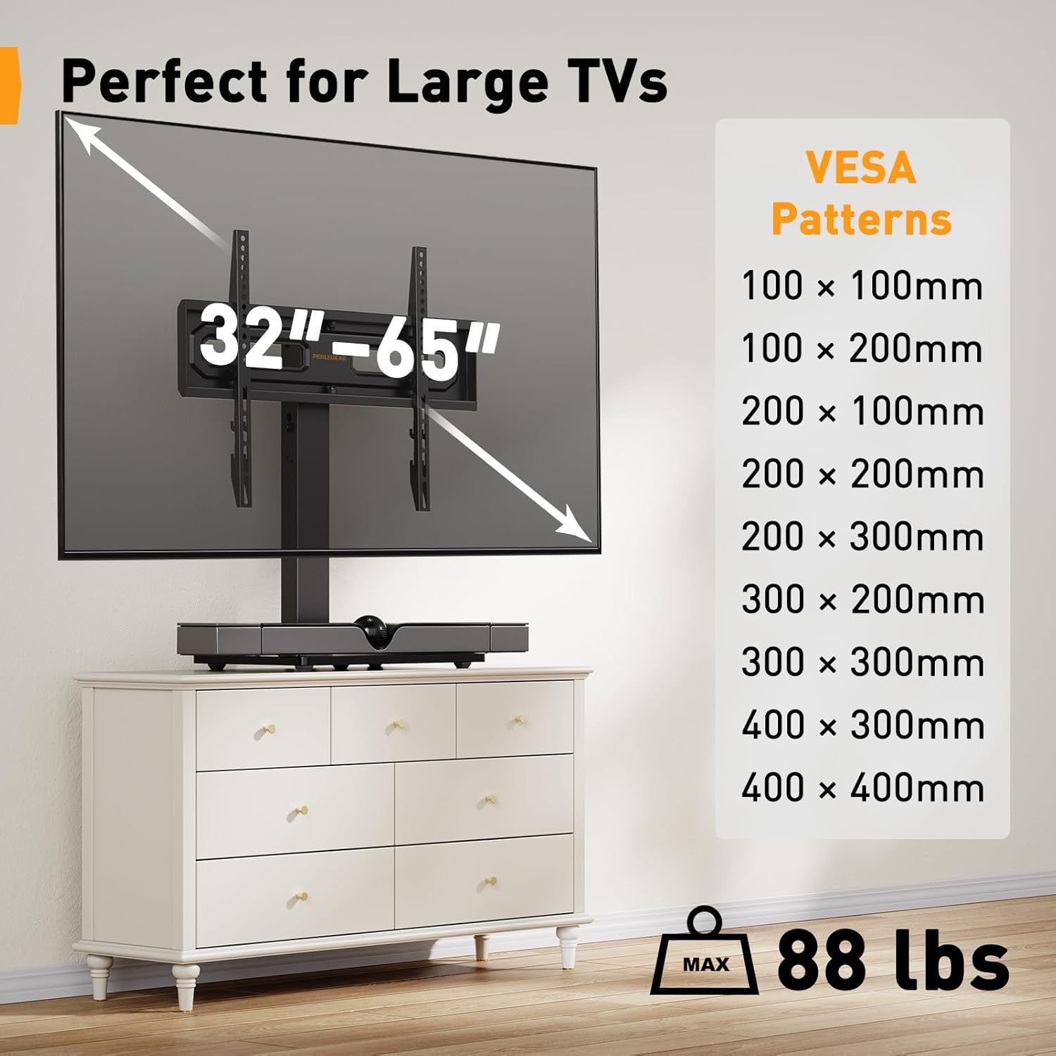 TV Stand Mount, Universal Swivel TV Stand for 32–65 Inch LCD/LED/OLED Tvs up to 88 Lbs, TV Legs with Tempered Glass Base, Height Adjustable TV Base Stand with Tilt, Max VESA 400X400Mm