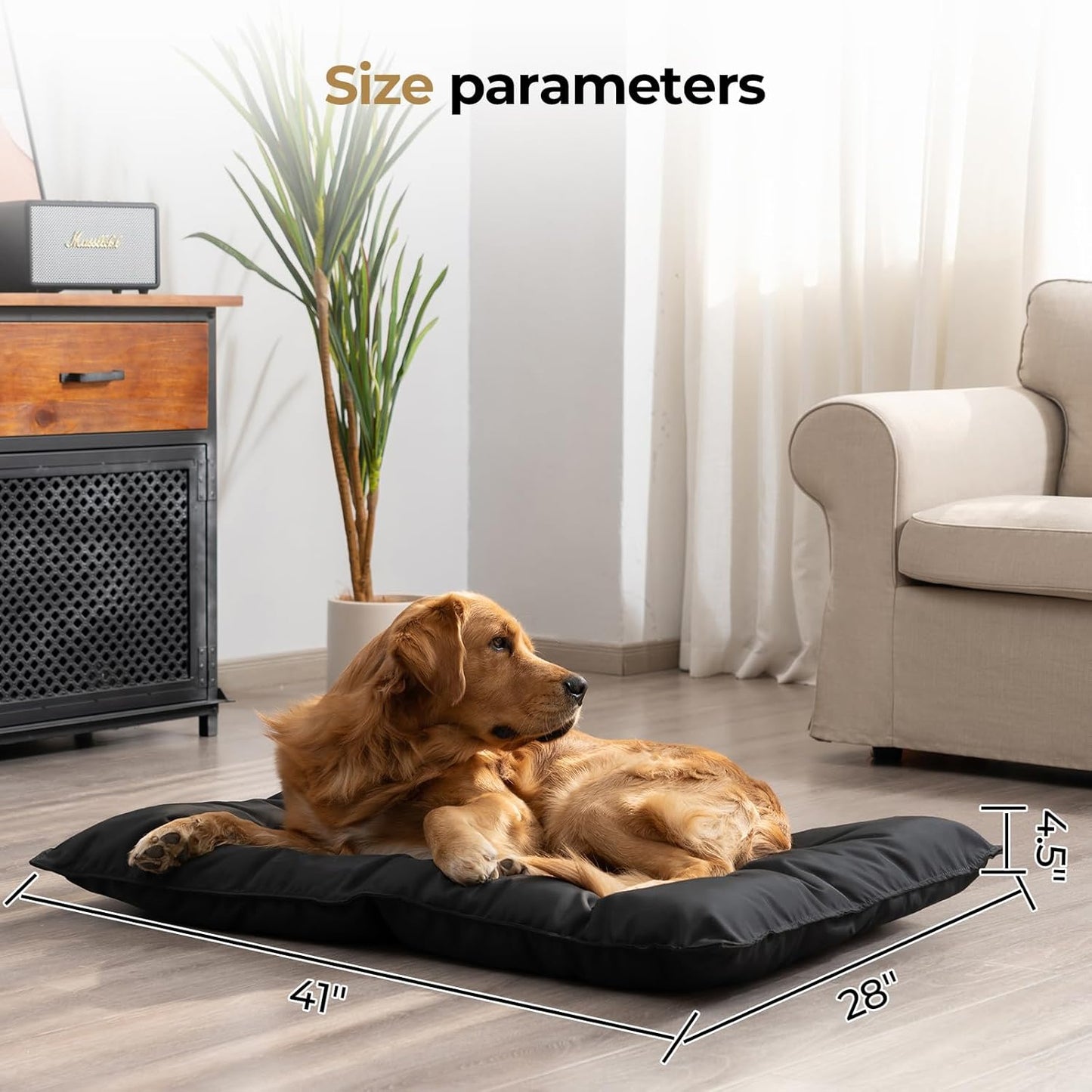 Chew Proof Indestructible Dog Bed - Durable Dog Bed for Aggressive Chewers, Machine Washable & Waterproof Indoor Outdoor Crate Pad, Tough Kennel Pad for Large Dogs (Large (28"X41"))
