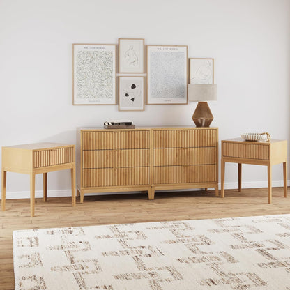 Jasper Mid Century Modern Solid Wood Bedroom Set, Dresser and Nightstand Set for Bedroom or Nursery, Warm Pine