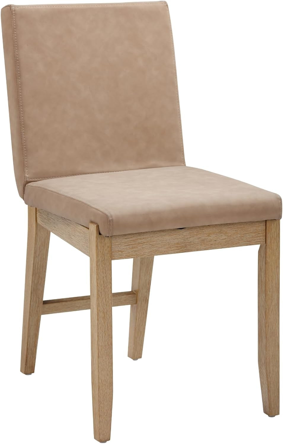 Gracie Modern Dining Chair with Cushion, Upholstered Dining Chair with Solid Wood Frame, Light Brown, Set of 2