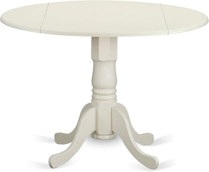 DLBO5-MAH-W 5 Piece Dining Room Table Set Includes a round Dining Table with Dropleaf and 4 Wood Seat Chairs, 42X42 Inch, Mahogany