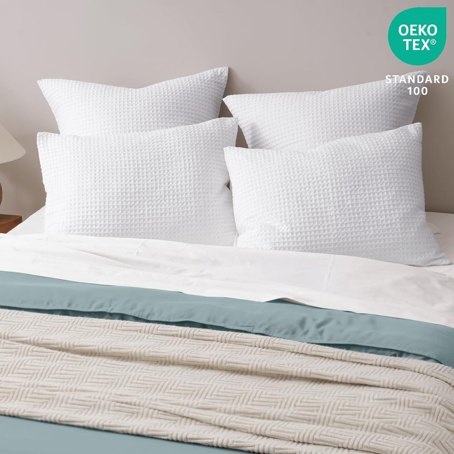 Ultra Soft Waffle Weave Pillow Shams King Size, No Insert, 2 Pack 20" X 36" Pillowcases,Breathable & Skin-Friendly Pillow Cases, Stylish Decorative Bed Pillow Cases Covers,White