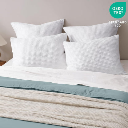 Ultra Soft Waffle Weave Pillow Shams King Size, No Insert, 2 Pack 20" X 36" Pillowcases,Breathable & Skin-Friendly Pillow Cases, Stylish Decorative Bed Pillow Cases Covers,White