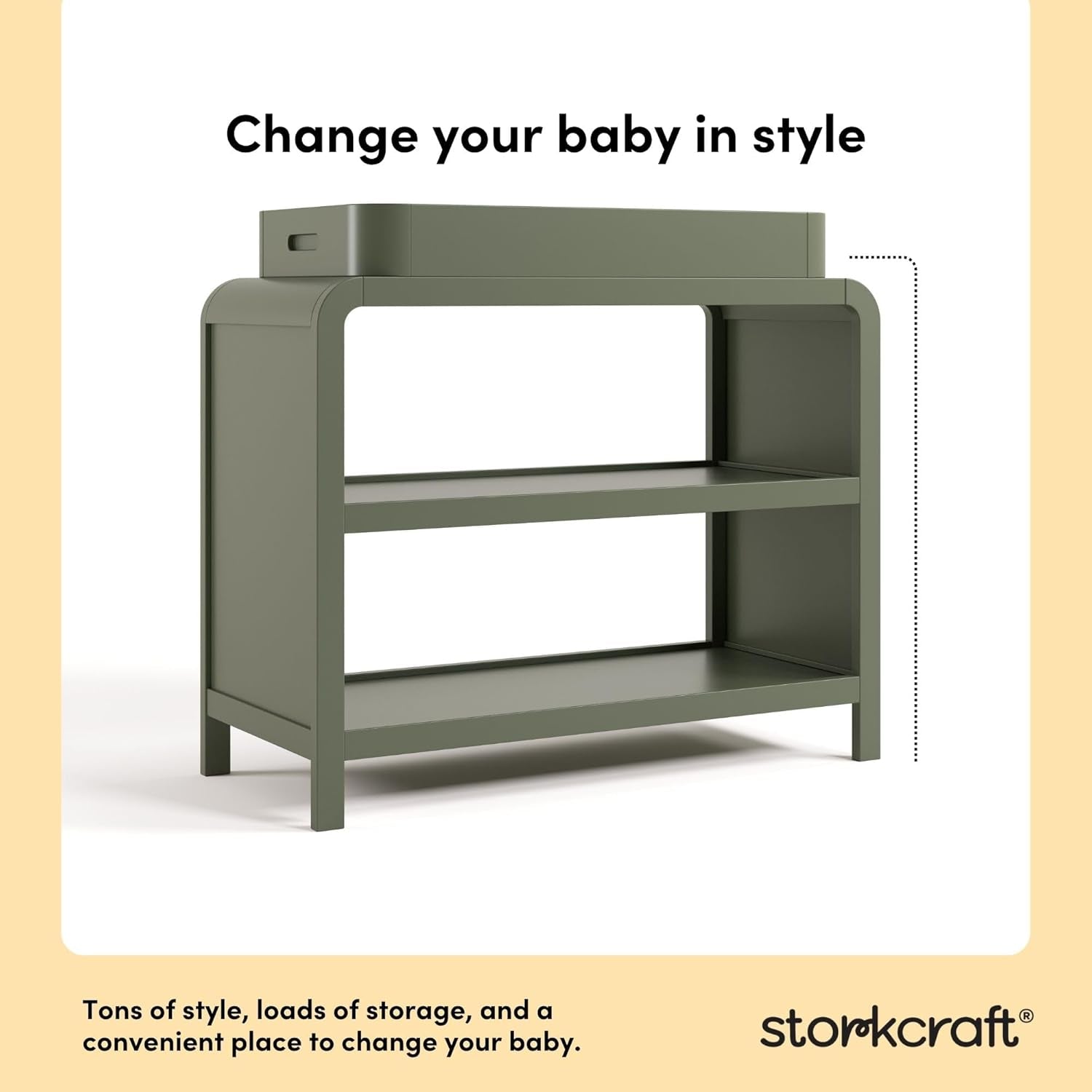 Santos Changing Table (Olive) – GREENGUARD Gold Certified Baby Changing Table, Solid Wood Changing Table for Baby, Removable Changing Topper Fits Standard-Size Changing Pad