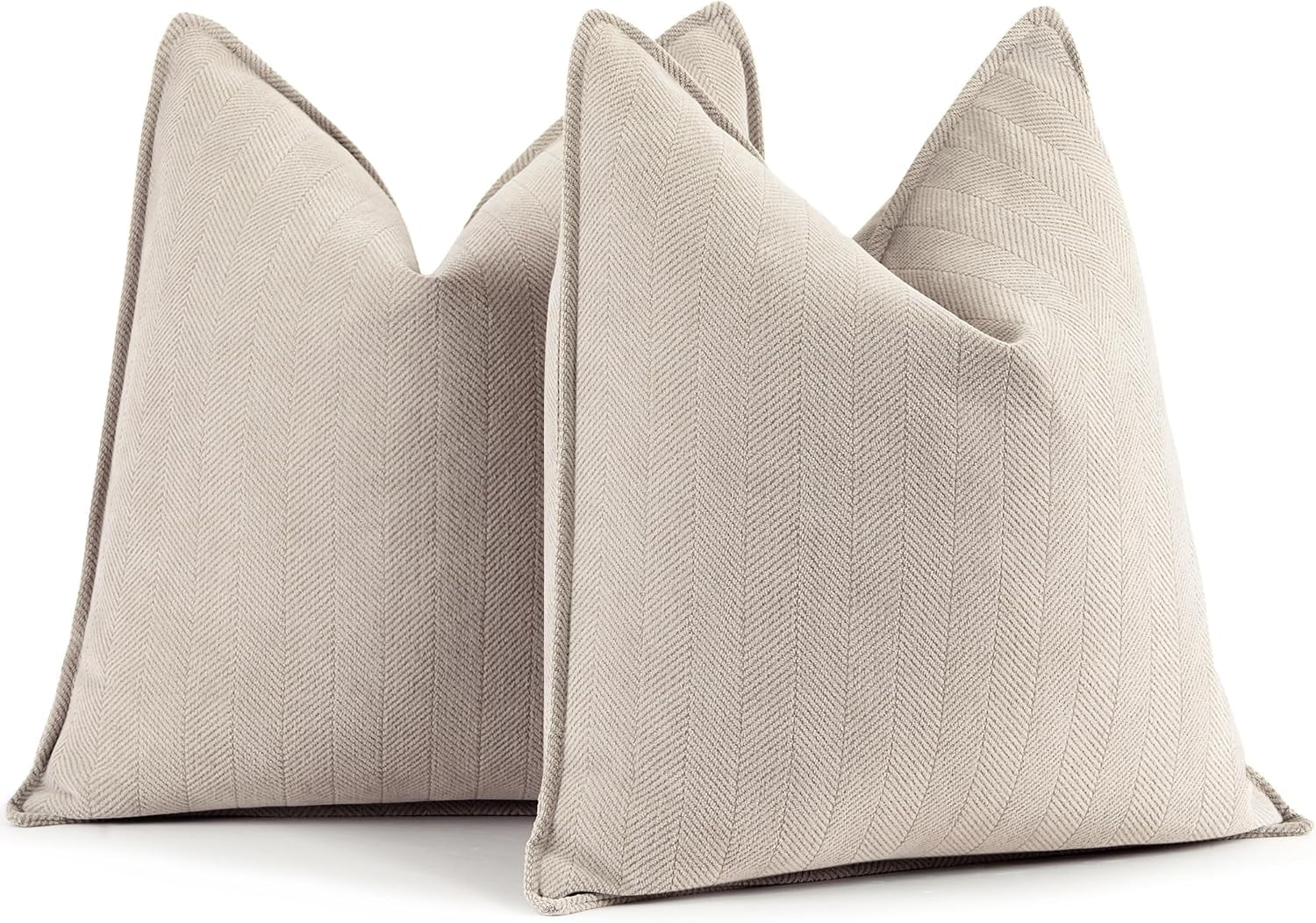 Beige Pillow Covers 24X24 Set of 2 Chenille Throw Pillow Covers with Elegant Design Soft and Luxurious Decorative Throw Pillows for Couch, Bed, and Home Decor