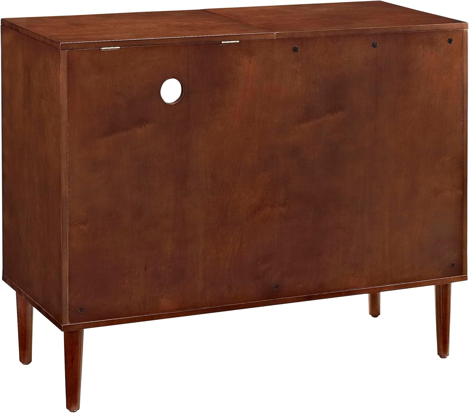 Everett Media Console and Record Player Stand with Storage for Vinyl Records, Mahogany