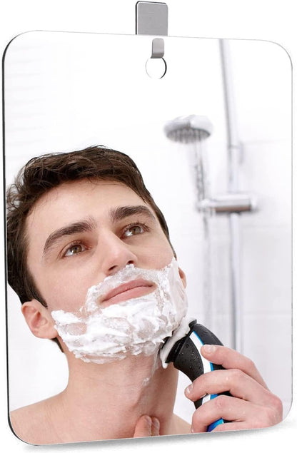 Deluxe Large Fogless Shower Mirror, Fogless Shaving Mirror(7.48 in X 11 In), Anit-Fog Shaving Mirror with Hook, Fog Free Wall Hanging Makeup Mirror, anti Fog Shatterproof Mirror in Bathroom
