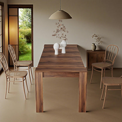 21''- 98.43'' Extendable Dining Room Table, Expandable Dining Table, Modern Large Table, for 2-9 Person(With Shelf), Walnut Brown