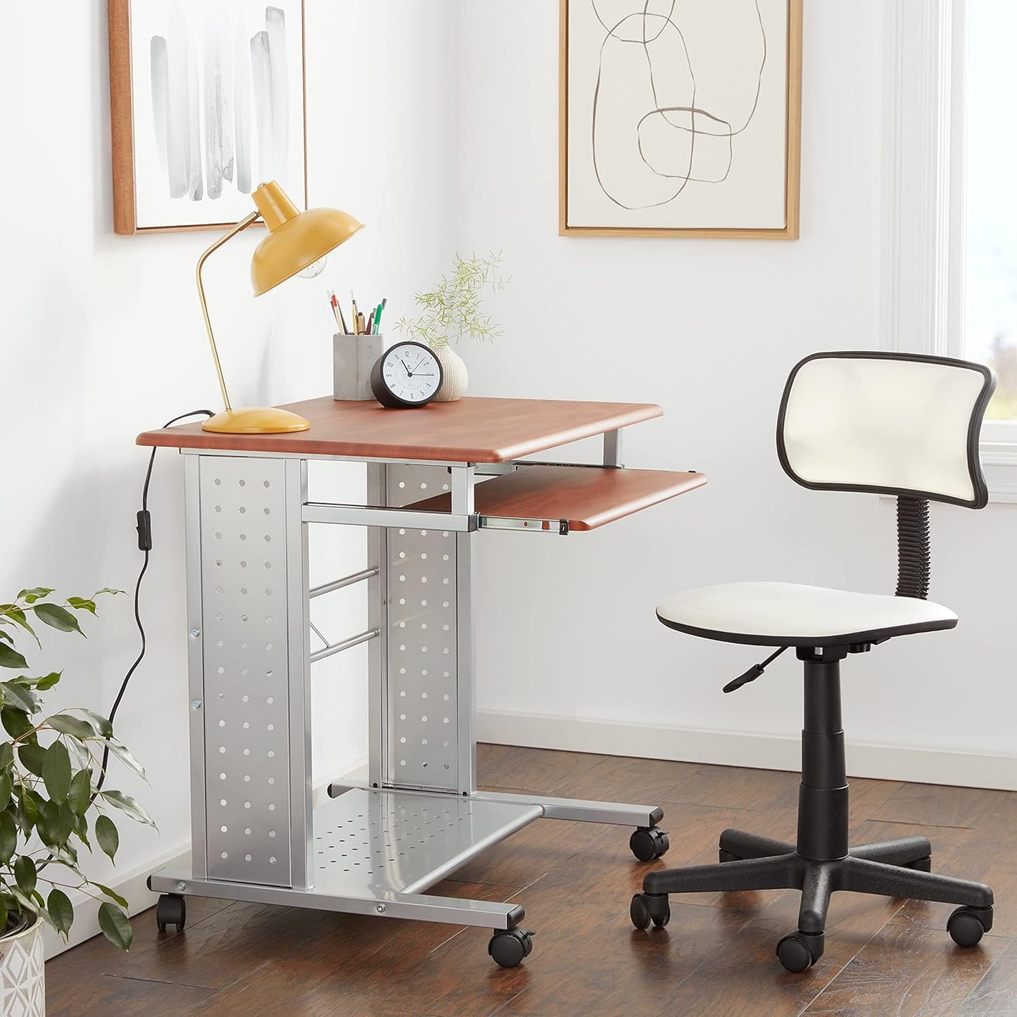 Safco SOHO Mobile Workstation, Medium Cherry and Metallic Gray