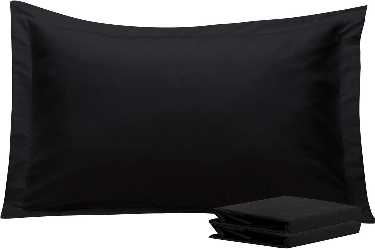 King Pillow Shams - 2 Pack Brushed Microfiber 20X36 Sham Covers - Super Soft and Cozy, Wrinkle, Fade, Stain Resistant 20X36 Inches Oxford Pillowcases, Black