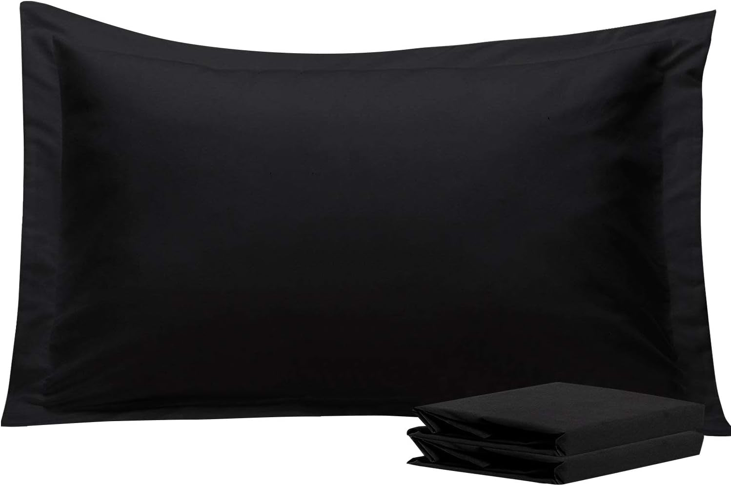 King Pillow Shams - 2 Pack Brushed Microfiber 20X36 Sham Covers - Super Soft and Cozy, Wrinkle, Fade, Stain Resistant 20X36 Inches Oxford Pillowcases, Black