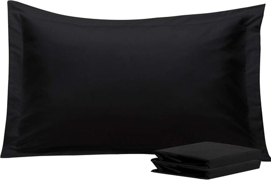 King Pillow Shams - 2 Pack Brushed Microfiber 20X36 Sham Covers - Super Soft and Cozy, Wrinkle, Fade, Stain Resistant 20X36 Inches Oxford Pillowcases, Black